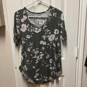Floral V-Neck Women Top - Green